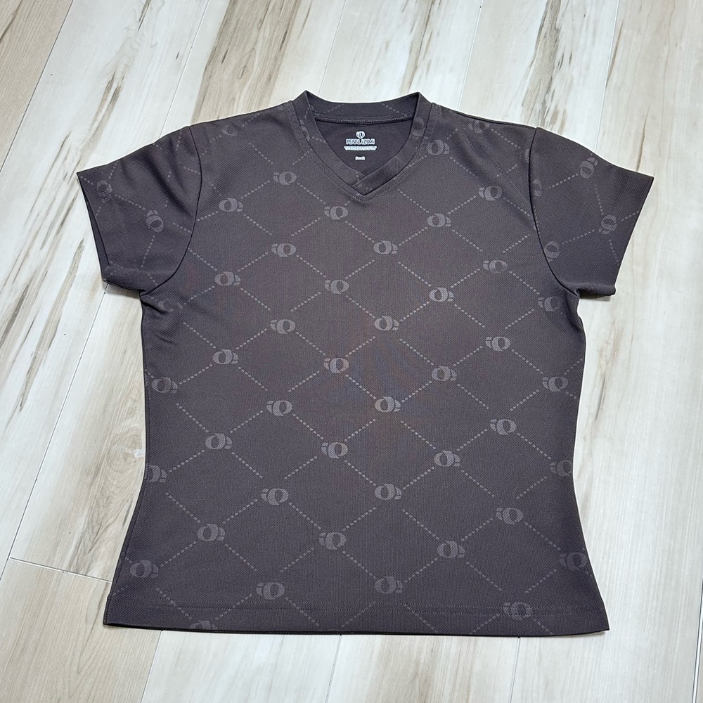 Pearl Izumi Shirt Womens S Brown Graphic Long Sleeve V Neck Cycling Workout A253